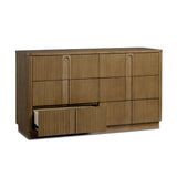Potomac Push to Open Wooden 6 Drawer Dresser with Recessed Channel Accent Storage