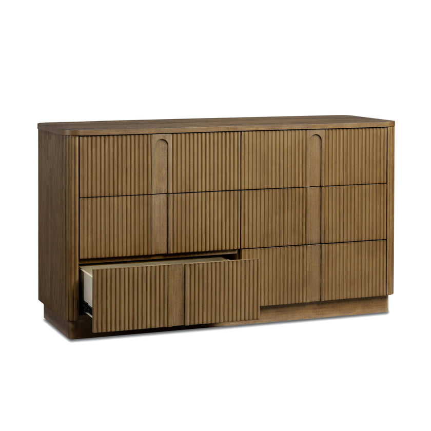 Potomac Push to Open Wooden 6 Drawer Dresser with Recessed Channel Accent Storage