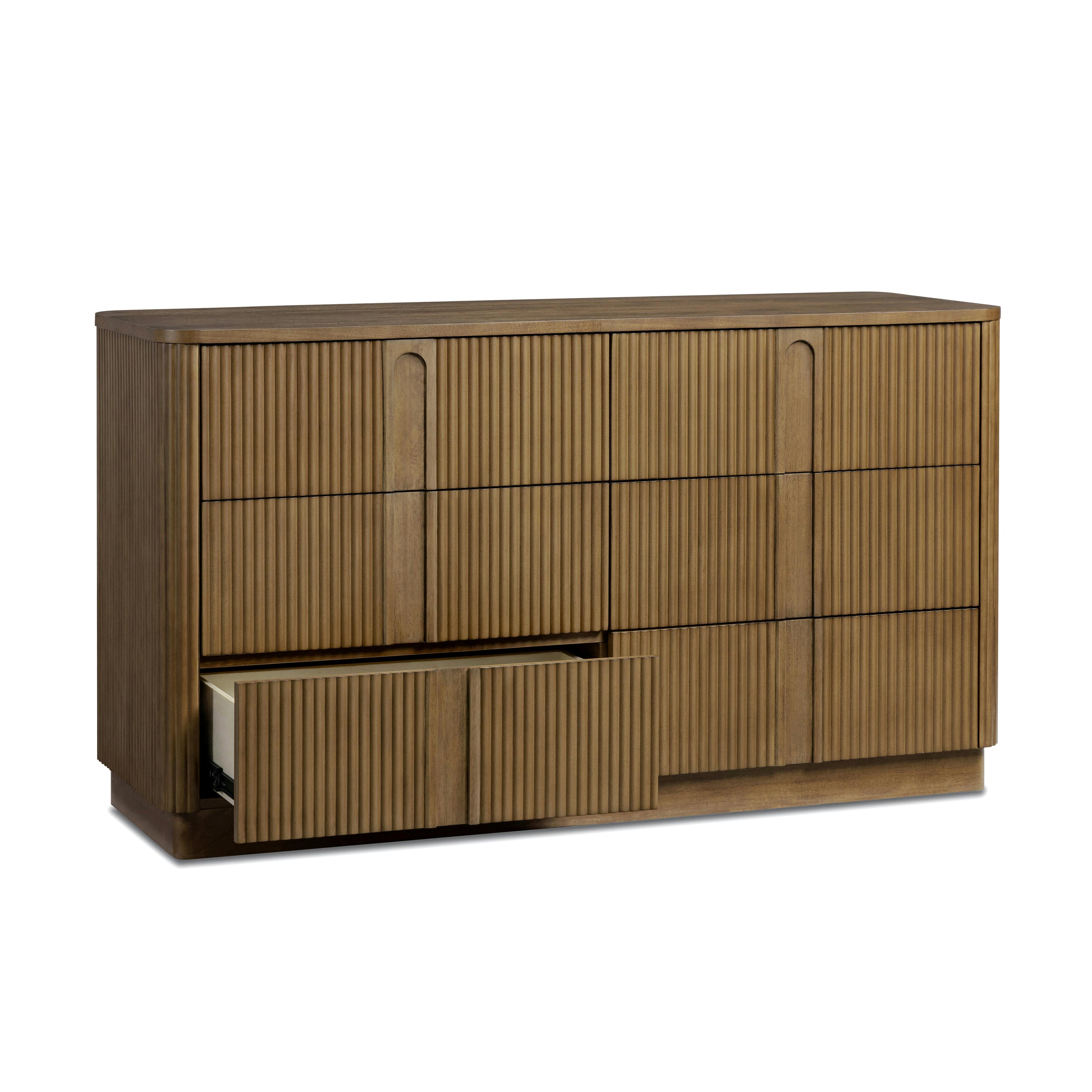 Potomac Push to Open Wooden 6 Drawer Dresser with Recessed Channel Accent Storage