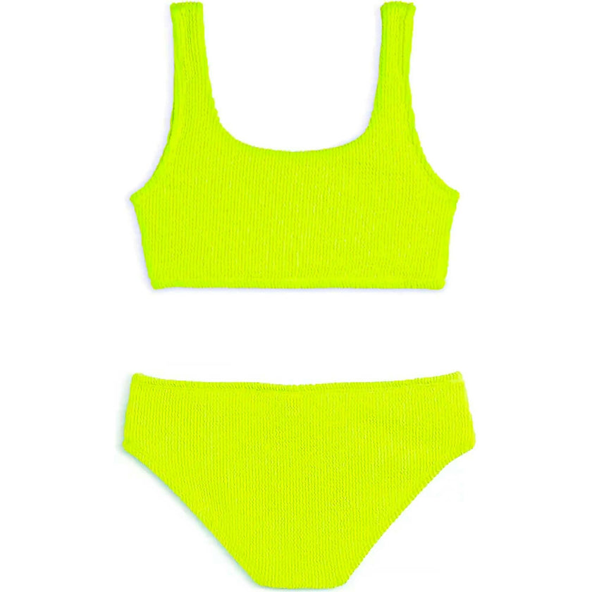 Fay Crinkle Tankini Two Piece Swimsuit - Lime
