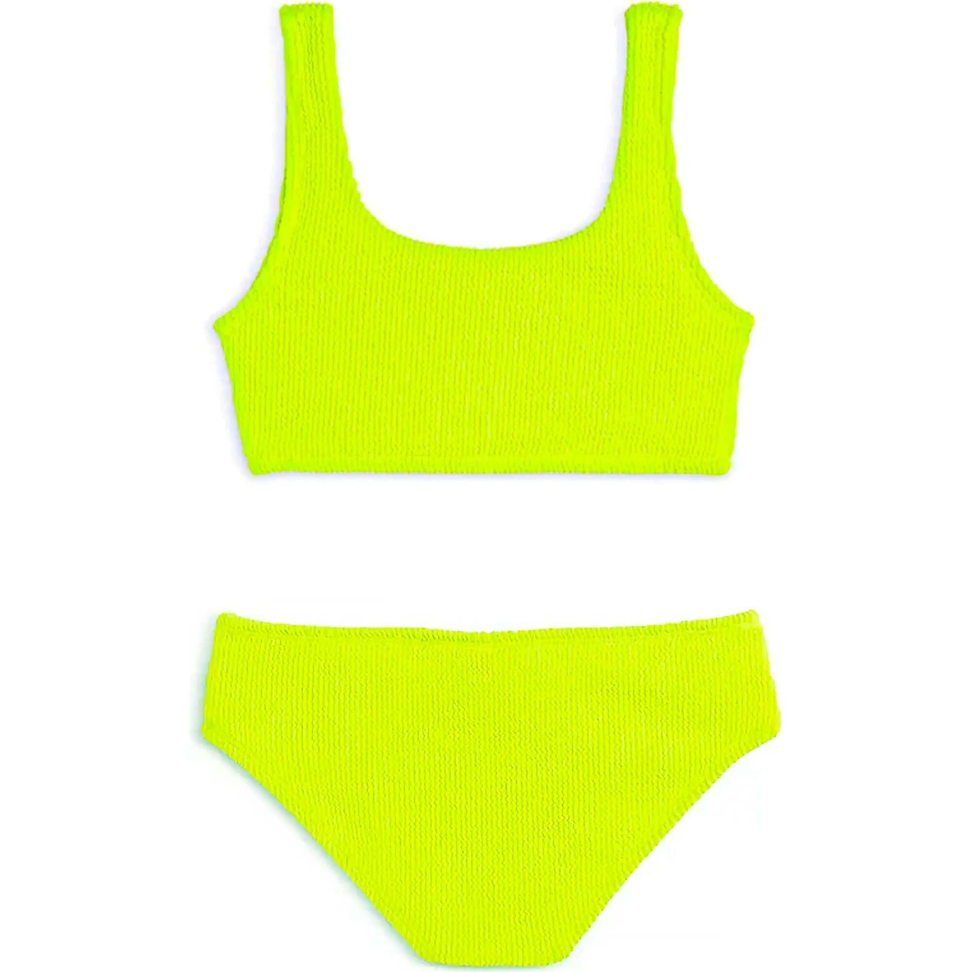 Fay Crinkle Tankini Two Piece Swimsuit - Lime