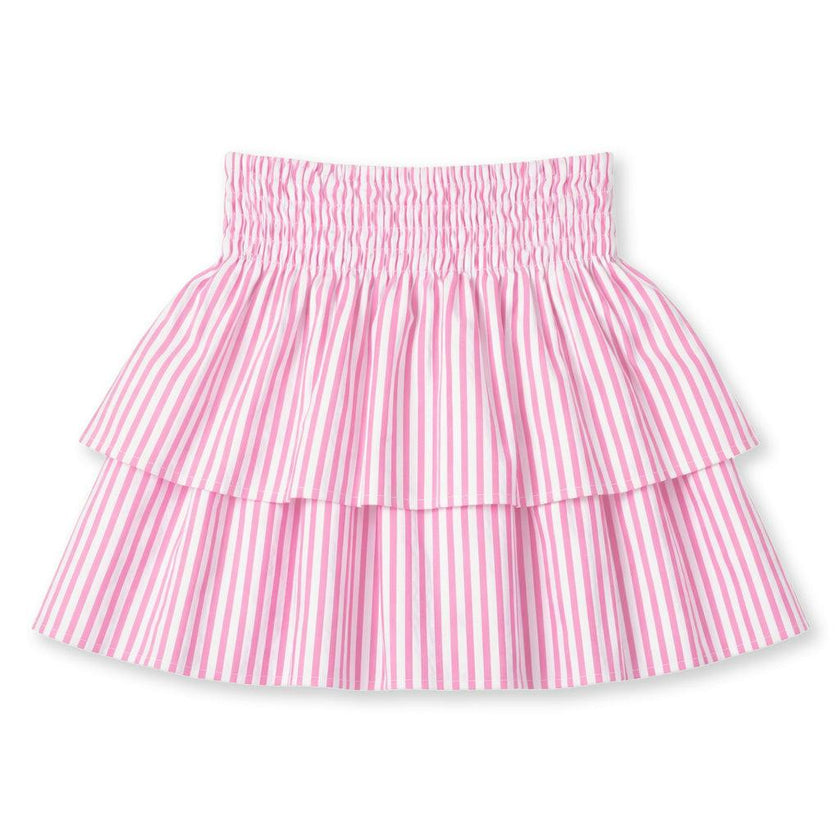 Seersucker Skirt With Ruched Waist