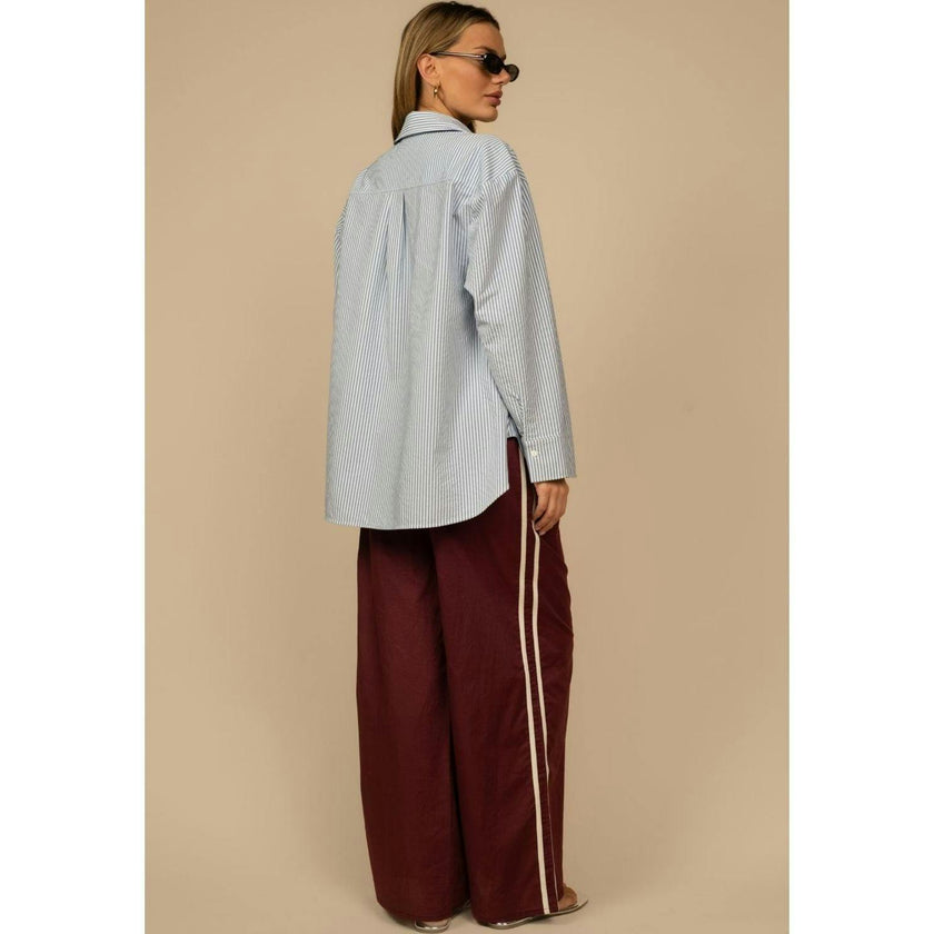 Sporty Drawstring Wide-Leg Pant