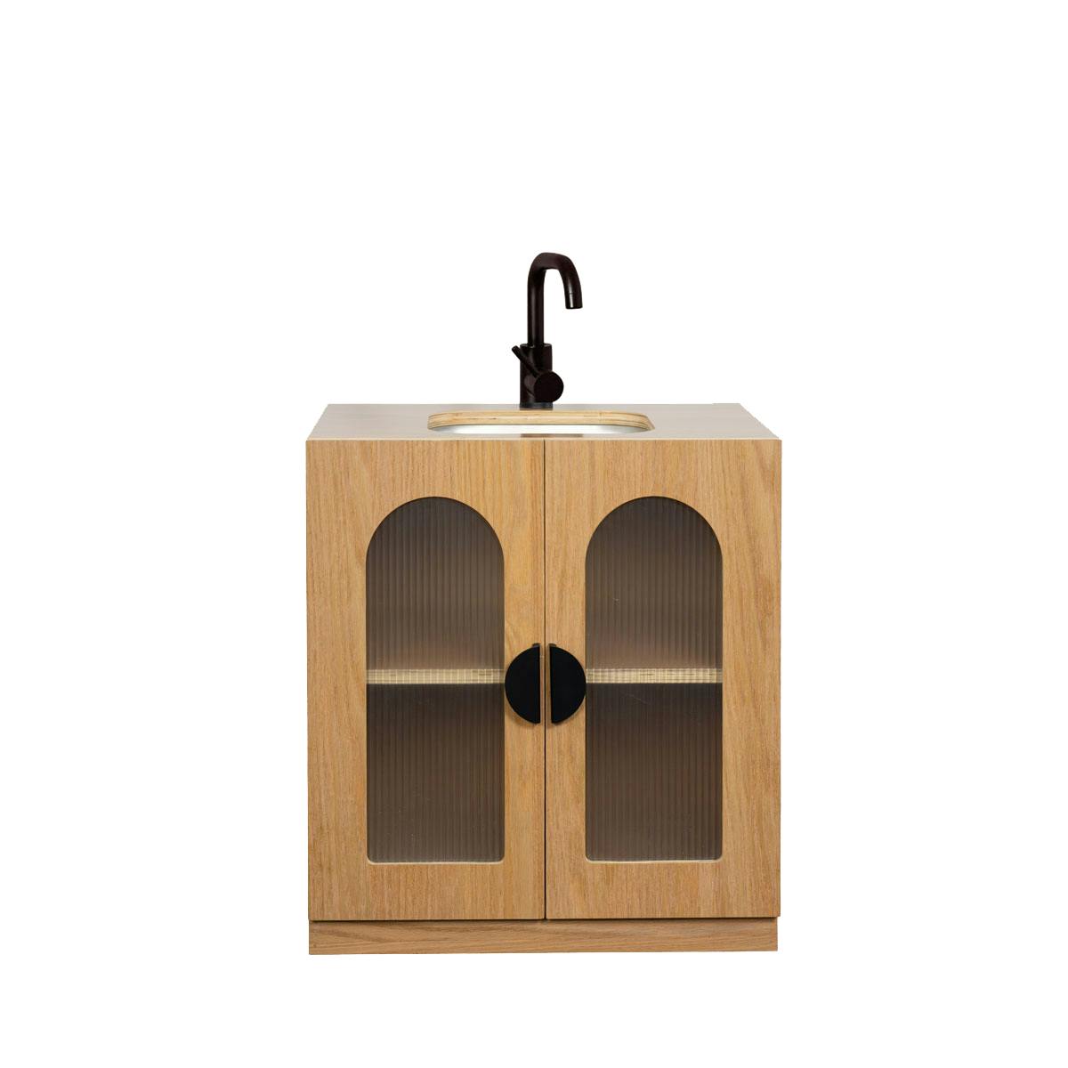 Oak Fluted Sink – Montessori Wooden Play Kitchen
