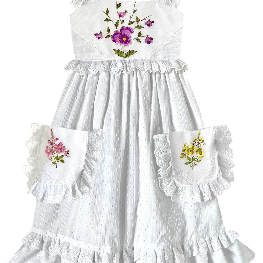 10y Heirloom Handkerchief Dress - Multicolored Flower Garden