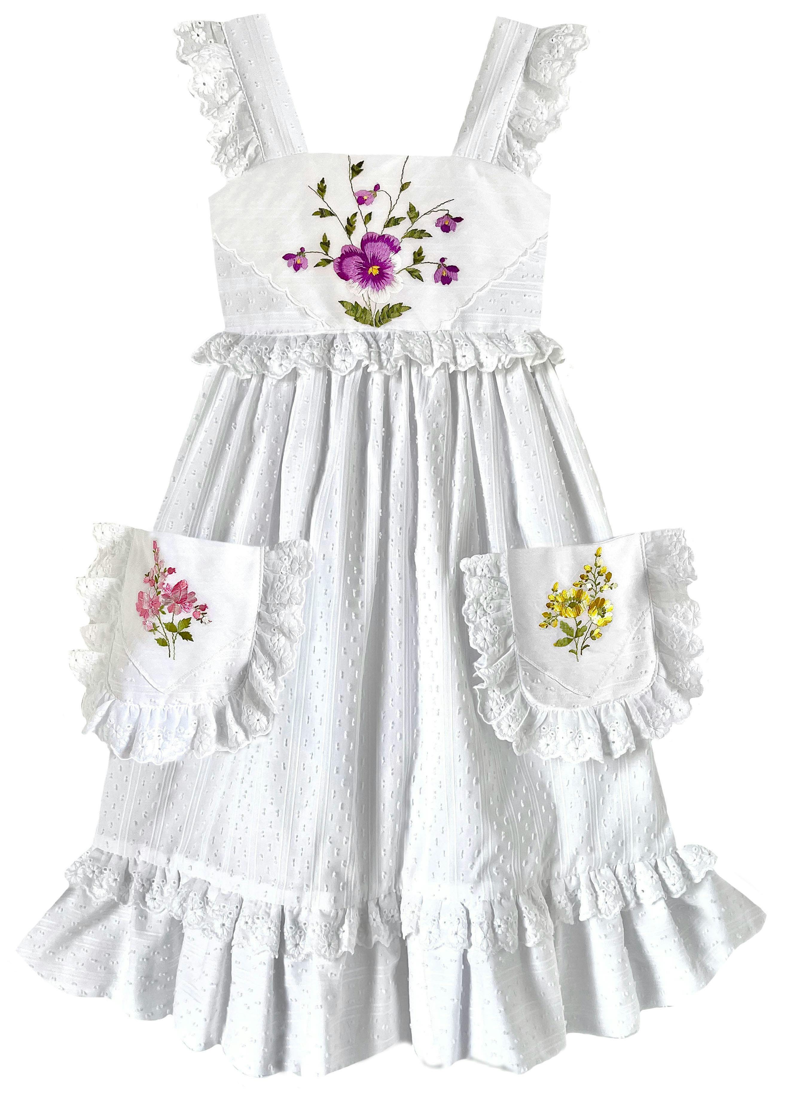 10y Heirloom Handkerchief Dress - Multicolored Flower Garden