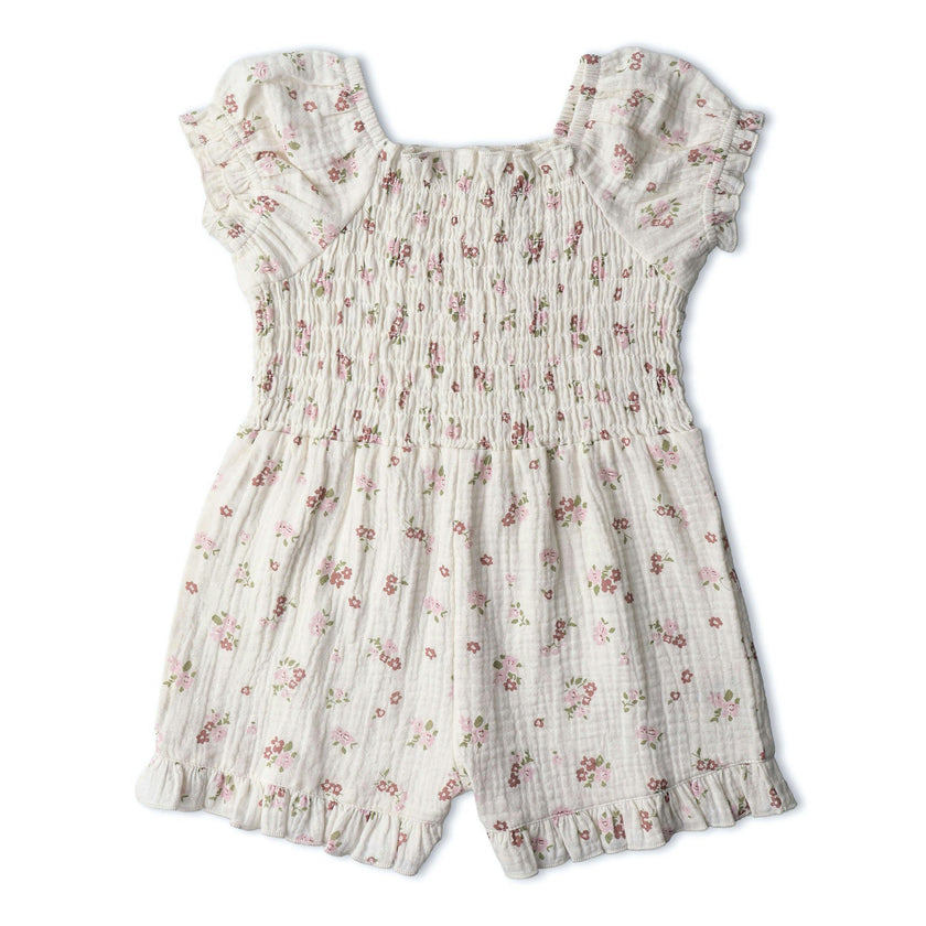 Organic Smocked Jumpsuit - Blush Floral