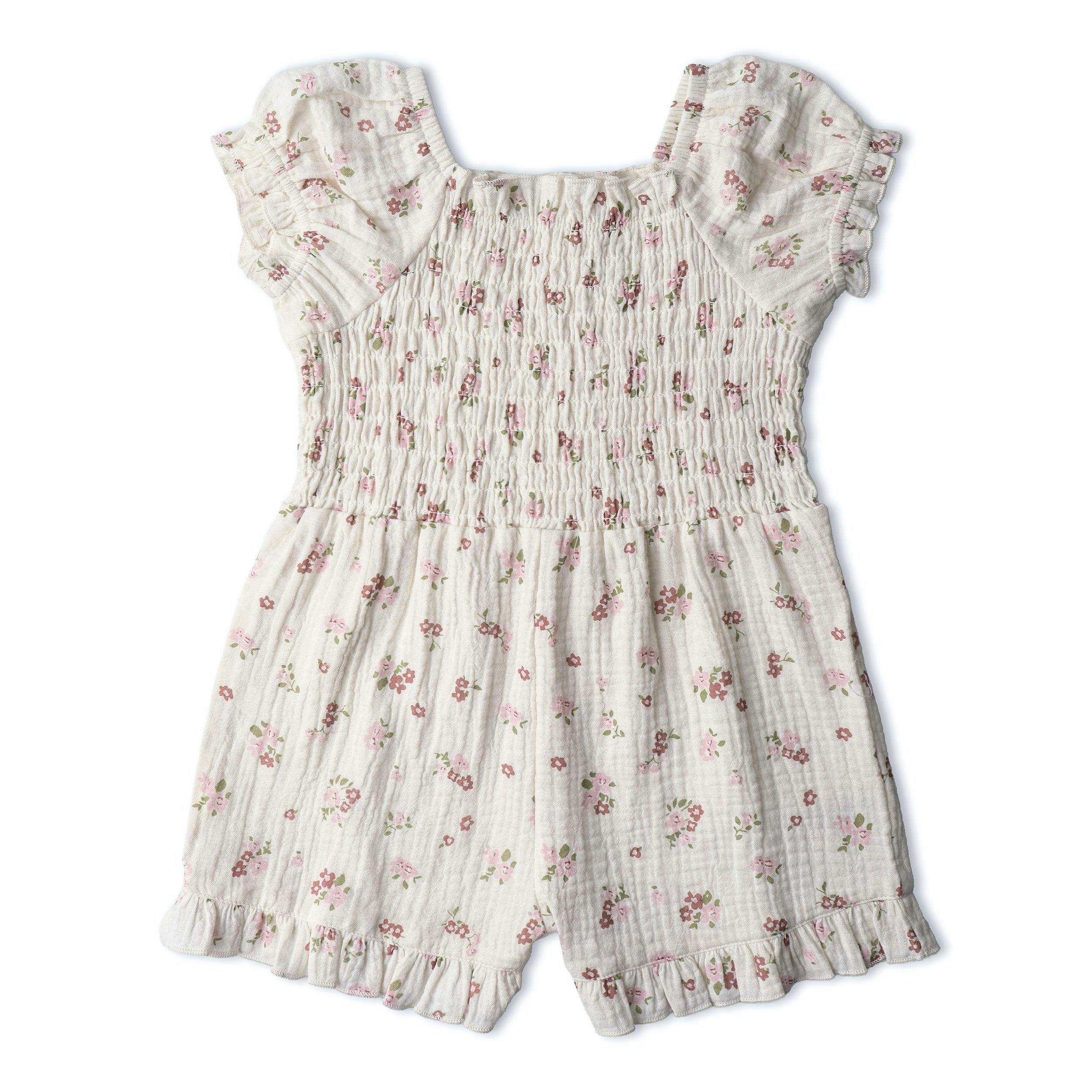 Organic Smocked Jumpsuit - Blush Floral