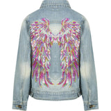 Women's Neon Angel Wings Denim Jacket Rainbow
