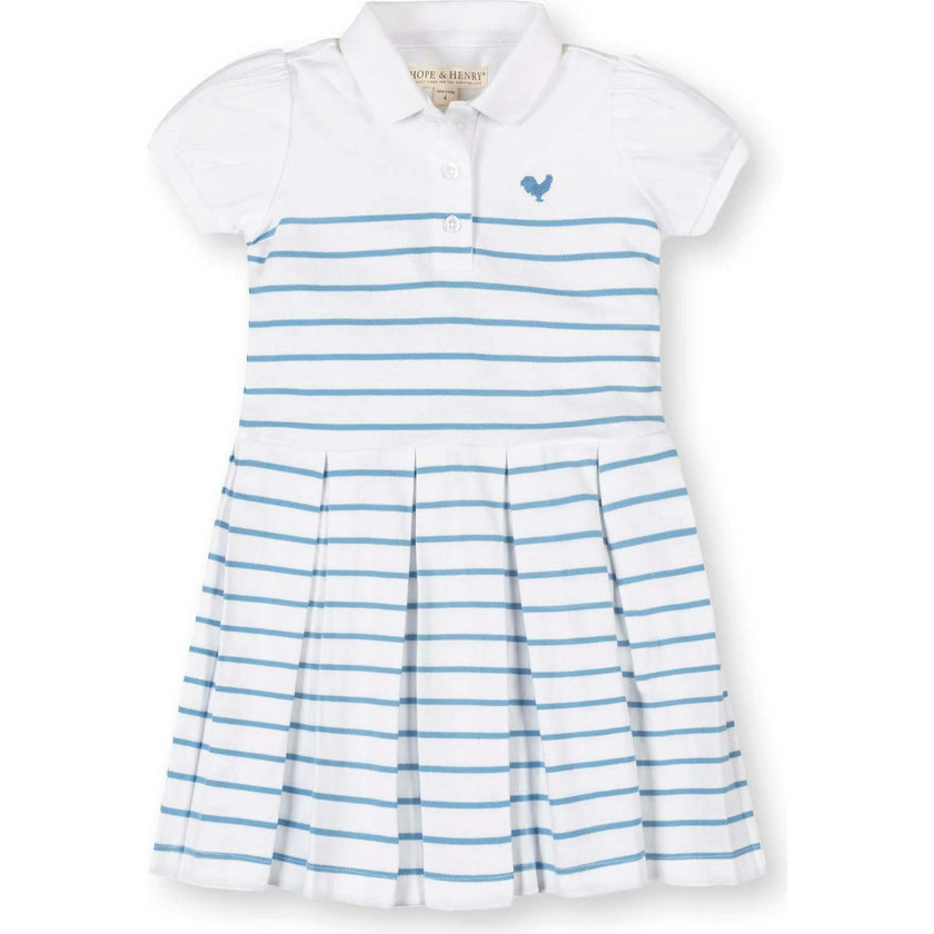 Organic Puff Sleeve Pique Polo Dress, White