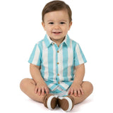 Infant Boys Airy Oxford Set | Green Stripe