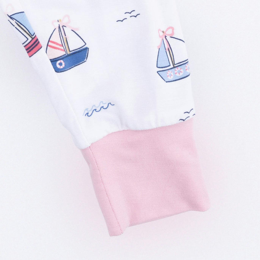 Bubbly Sailboats Pink - Short Sleeve Loungewear Set