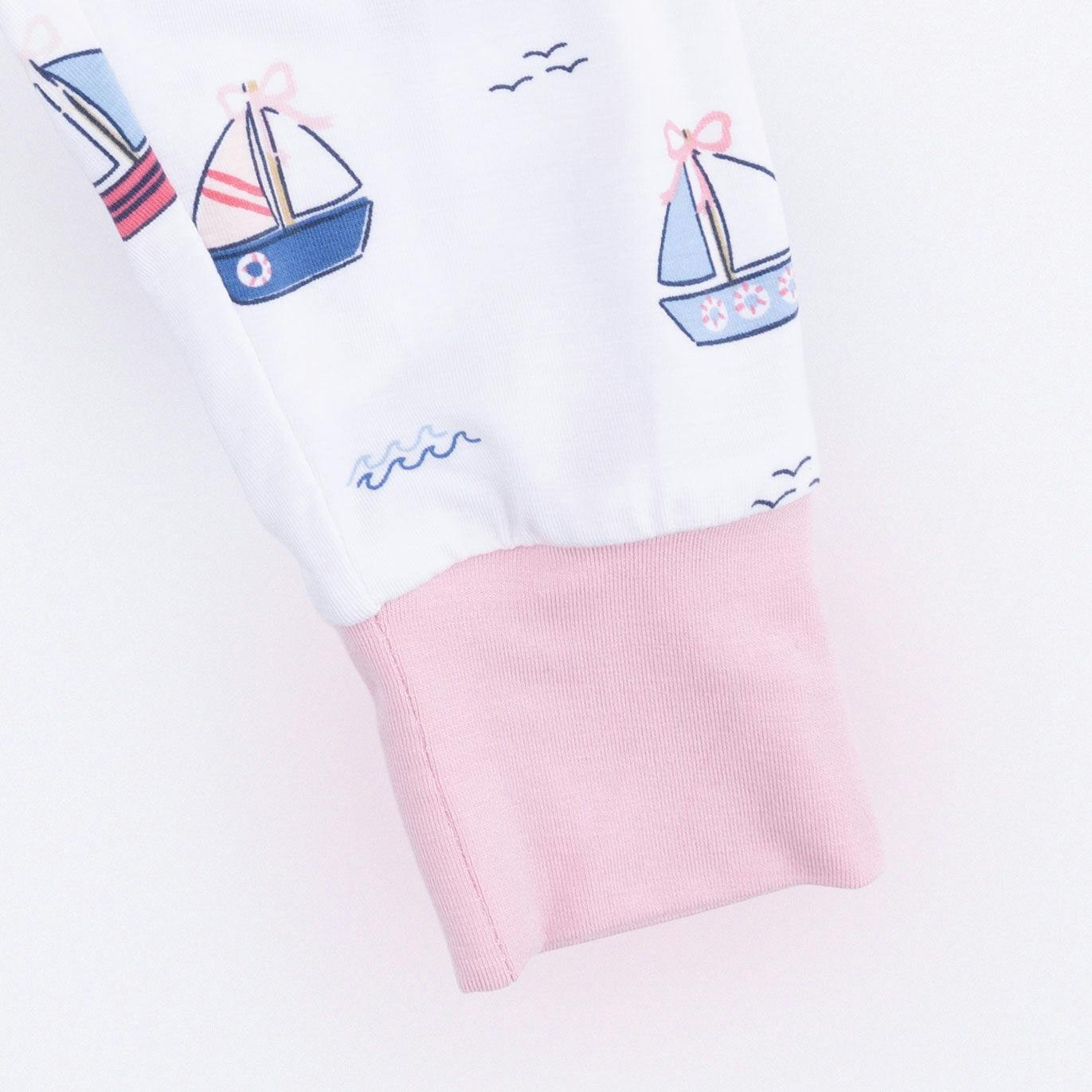 Bubbly Sailboats Pink - Short Sleeve Loungewear Set