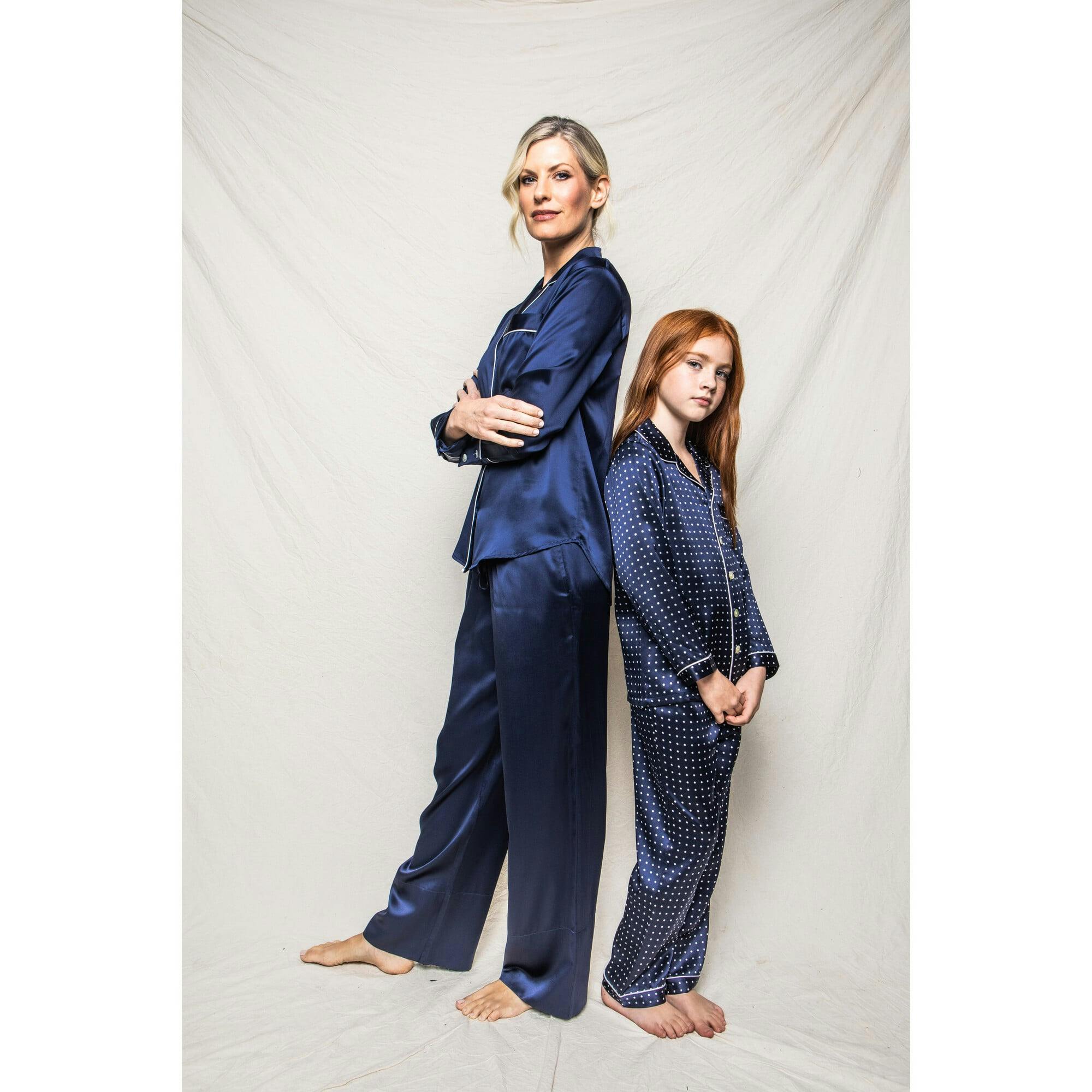 Women's Silk Pajama Set in Black