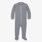 Baby organic zip footie in stripe