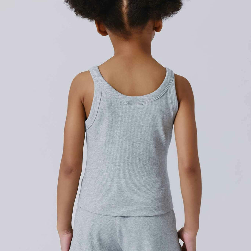 Girls Rib Skinny Strap Tank in Collegiate Gray