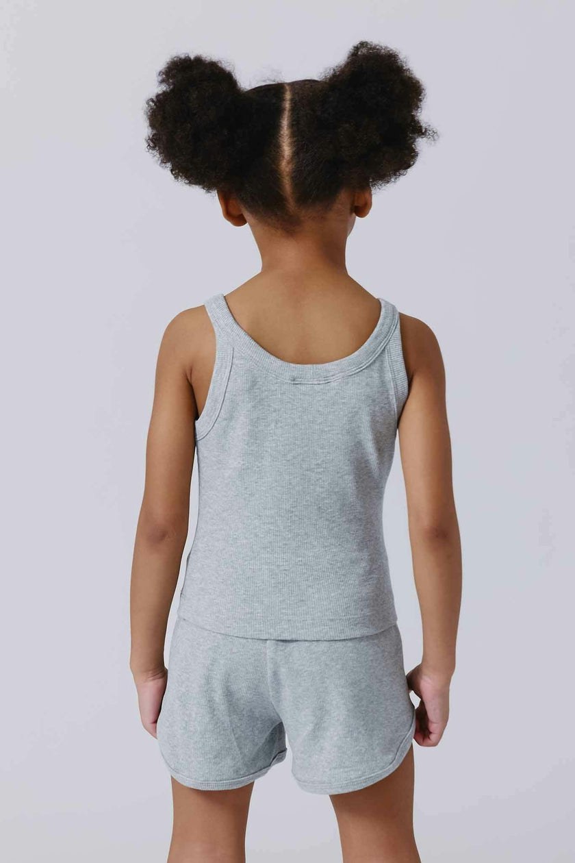 Girls Rib Skinny Strap Tank in Collegiate Gray