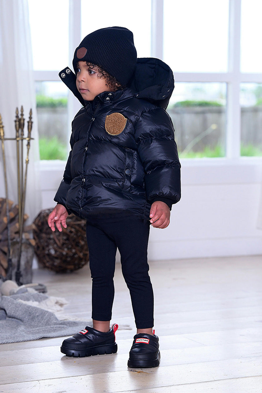 Baby Jacket with furry patch - Black/Tan