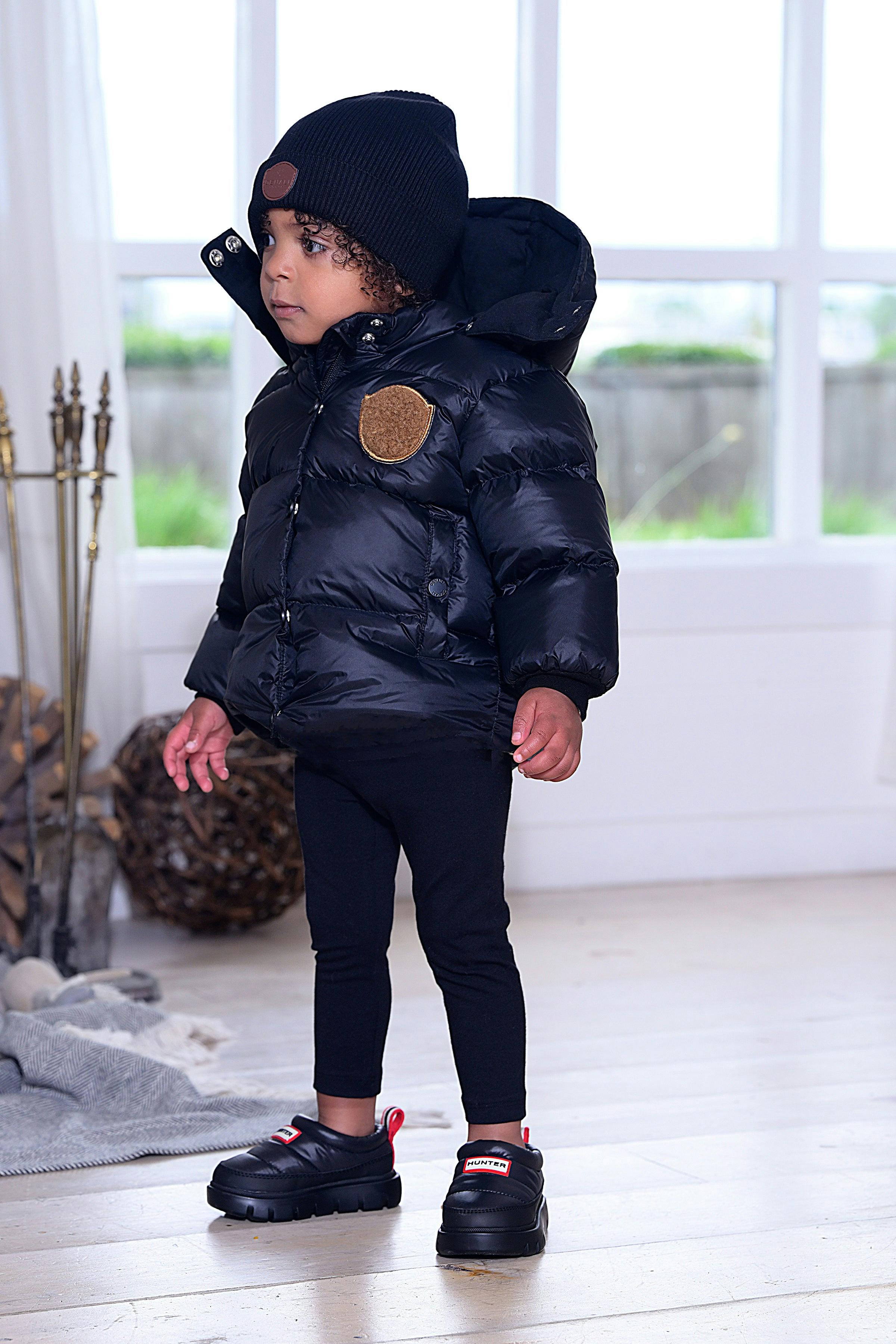 Baby Jacket with furry patch - Black/Tan