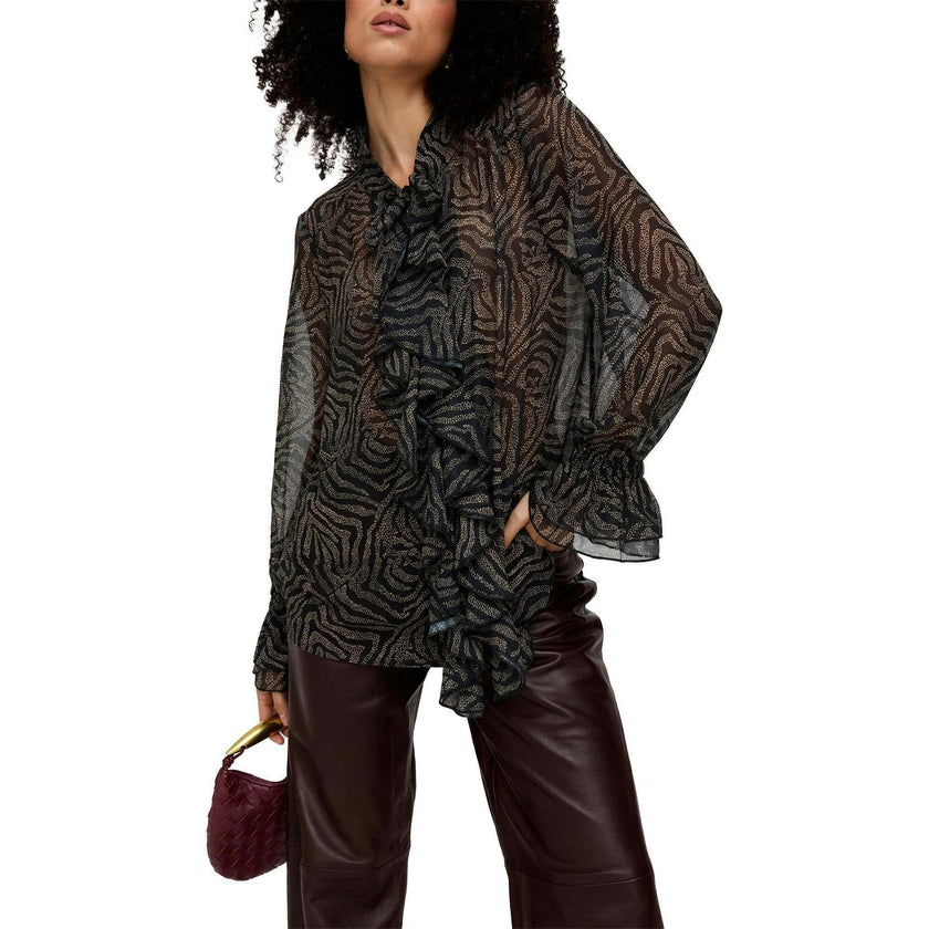 Zendaya Ruffle Detail Print Shirt