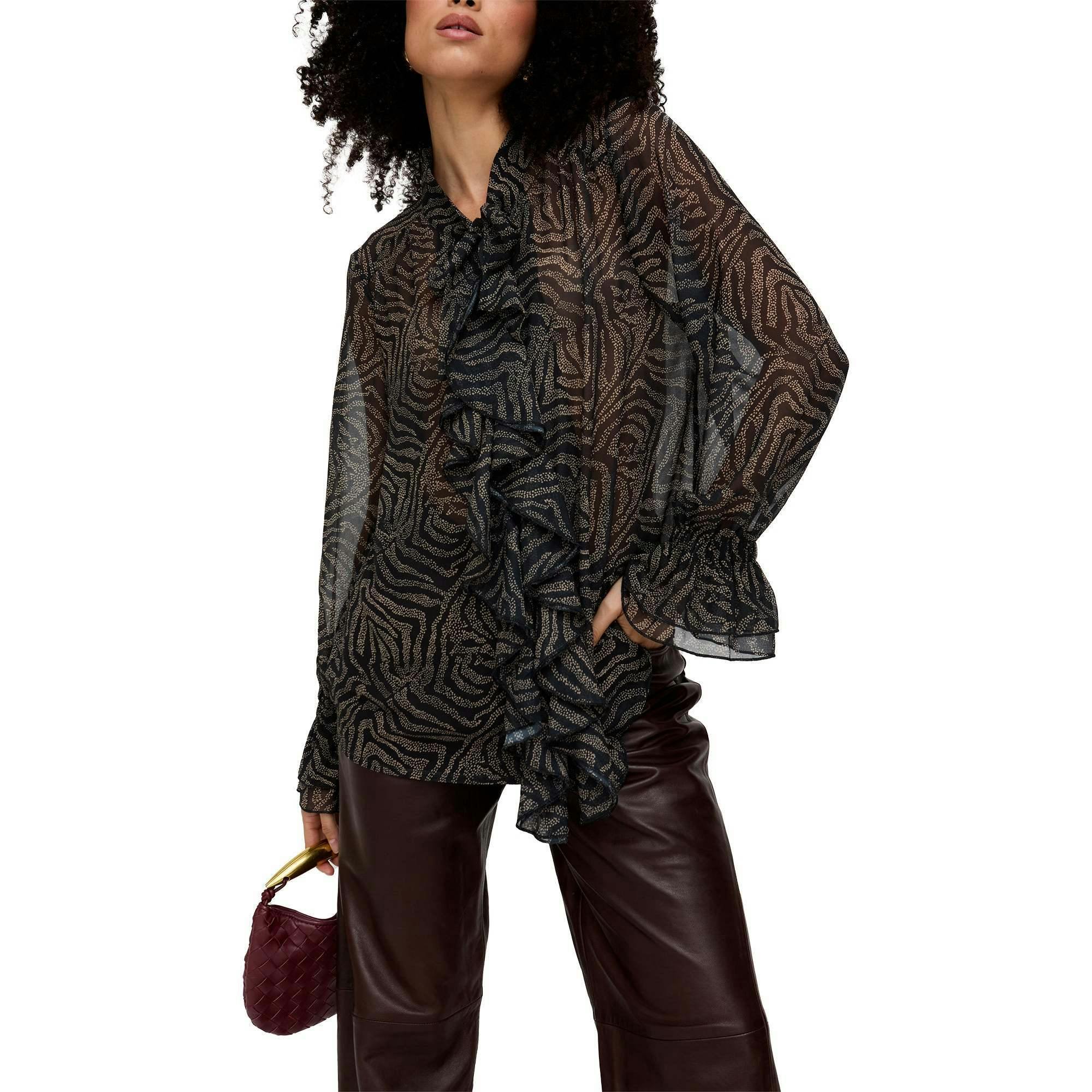 Zendaya Ruffle Detail Print Shirt