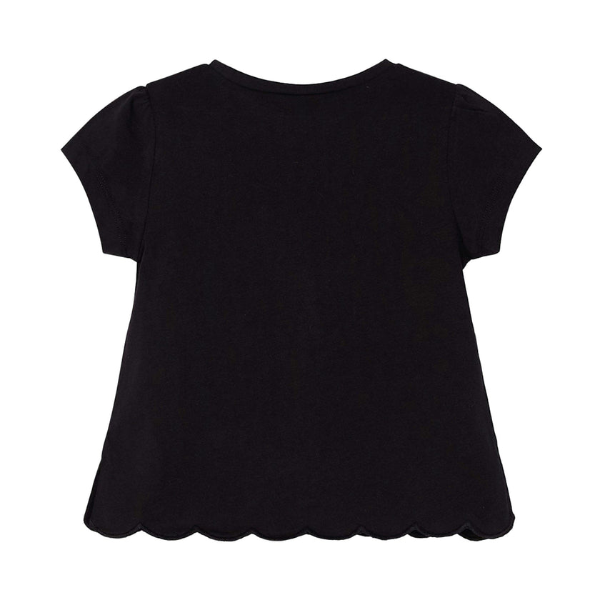 Black Daisy Embroidered T-Shirt