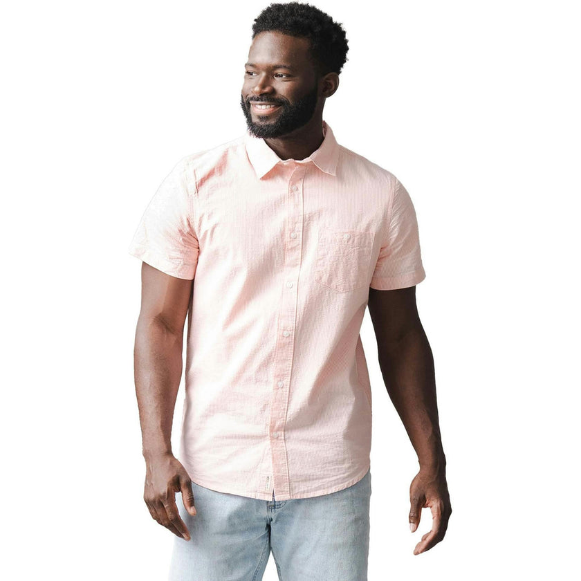 Organic Short Sleeve Seersucker Shirt, Pink
