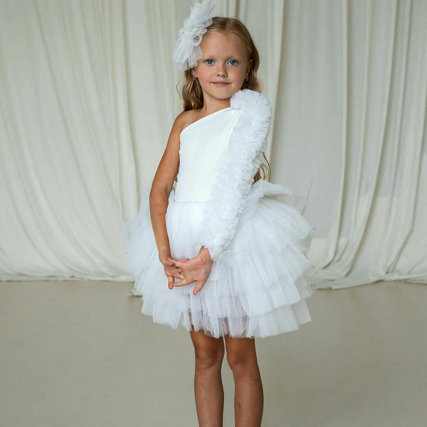 White One Shoulder Tutu Dress