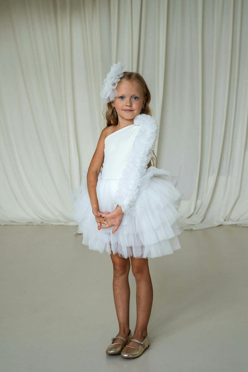 White One Shoulder Tutu Dress