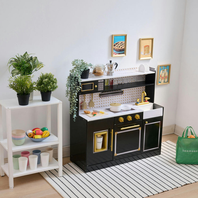 Teamson Kids Little Chef St. Louis 2-Pcs Wooden Play Kitchen with 15 Accessories