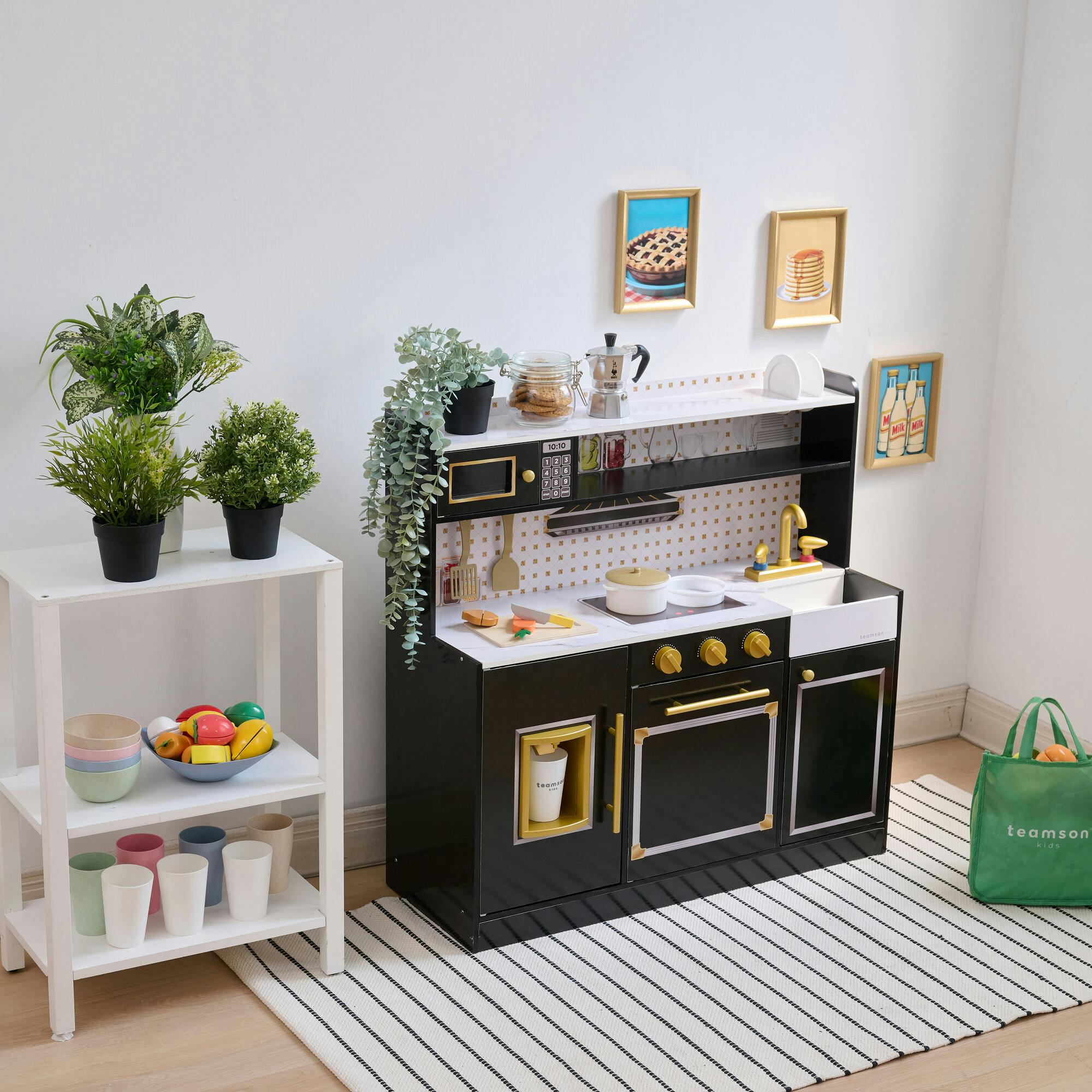 Teamson Kids Little Chef St. Louis 2-Pcs Wooden Play Kitchen with 15 Accessories
