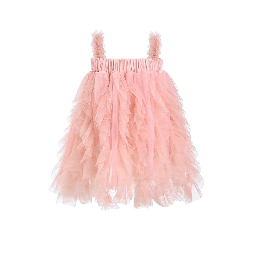 Pink Sleeveless Ruffle Layered Dress