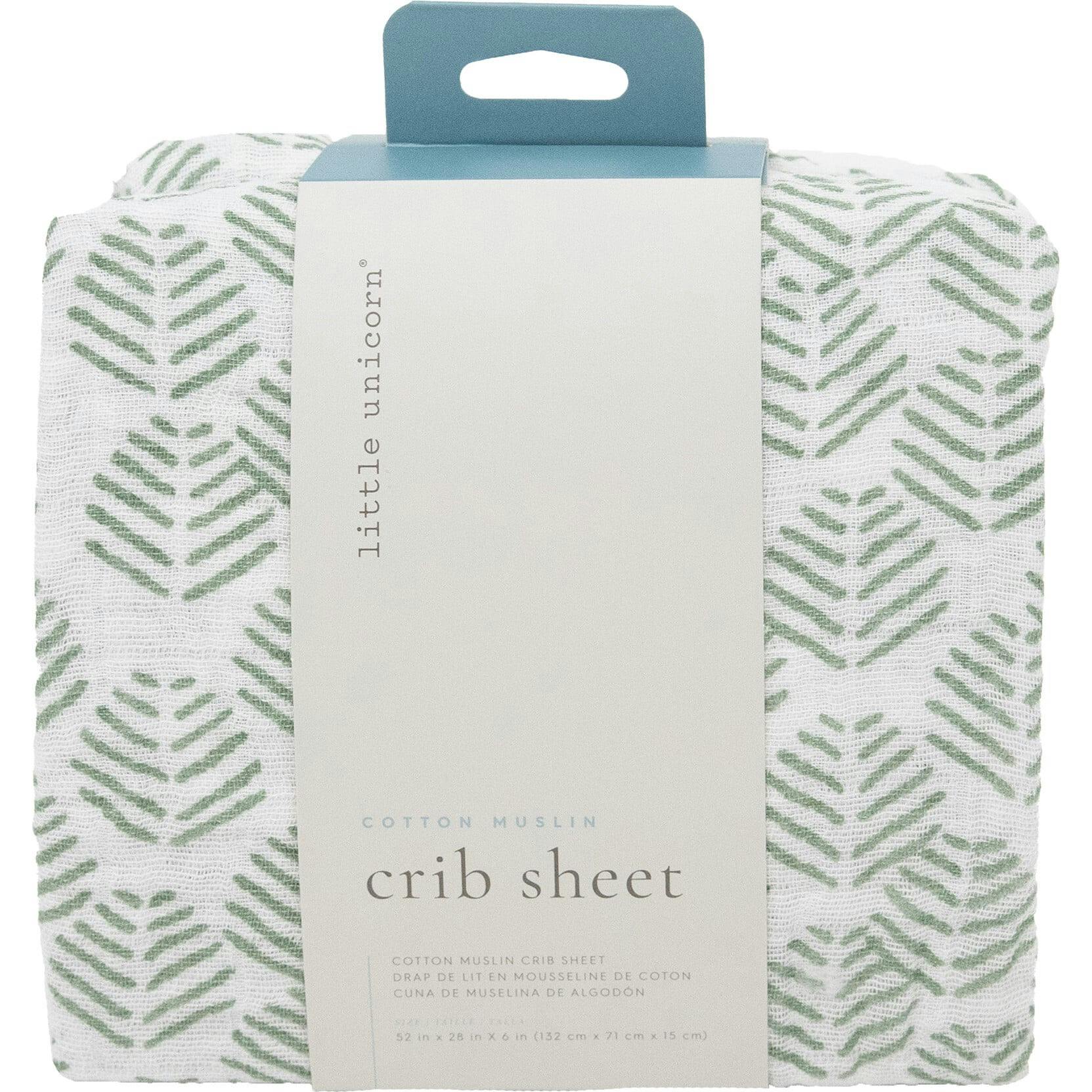 Cotton Muslin Crib Sheet - Leaf Motif