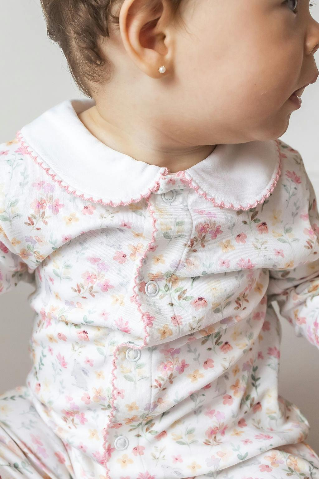 Roller Pups Girl Pima Cotton Baby One-Piece Pajamas