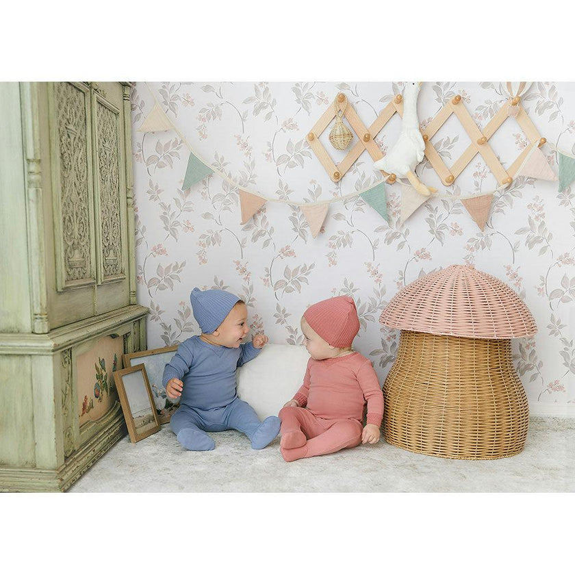 Cuddly in Cotton Footie & Hat Set Misty Rose