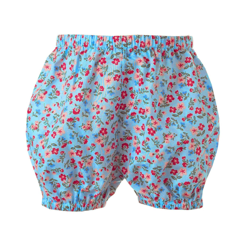 Blue Floral Button Front Dress & Bloomer