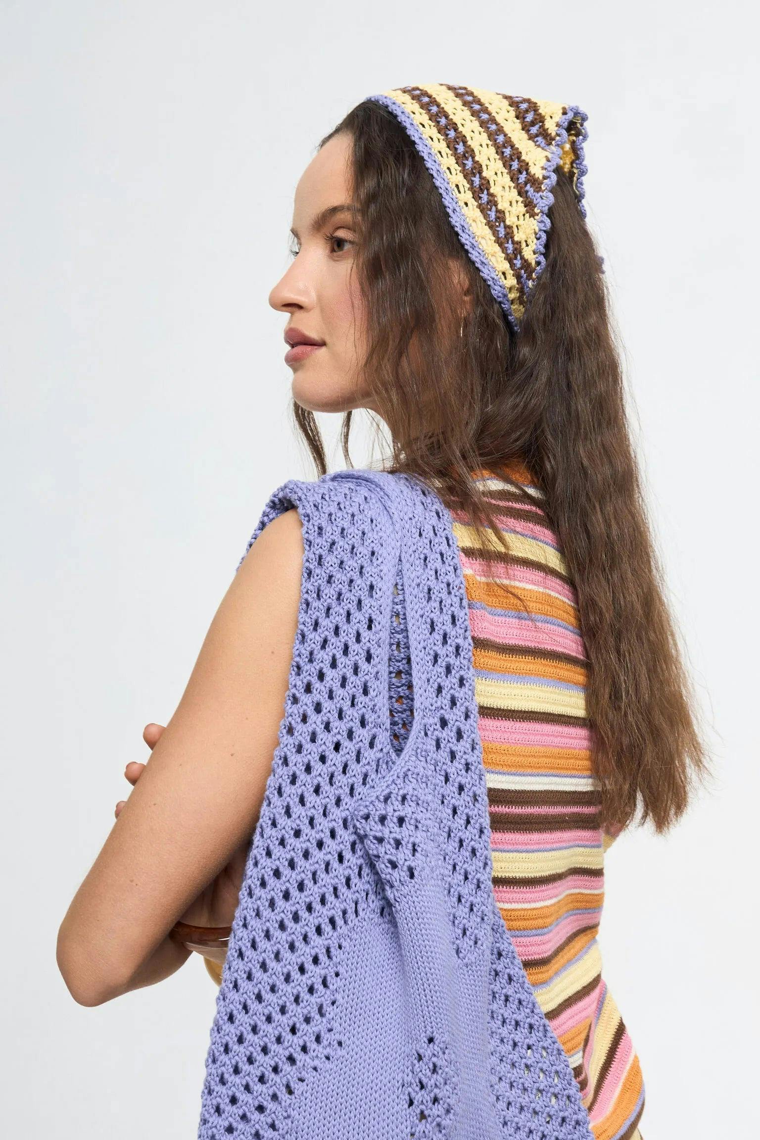 organic cotton crochete bandana - banana palm