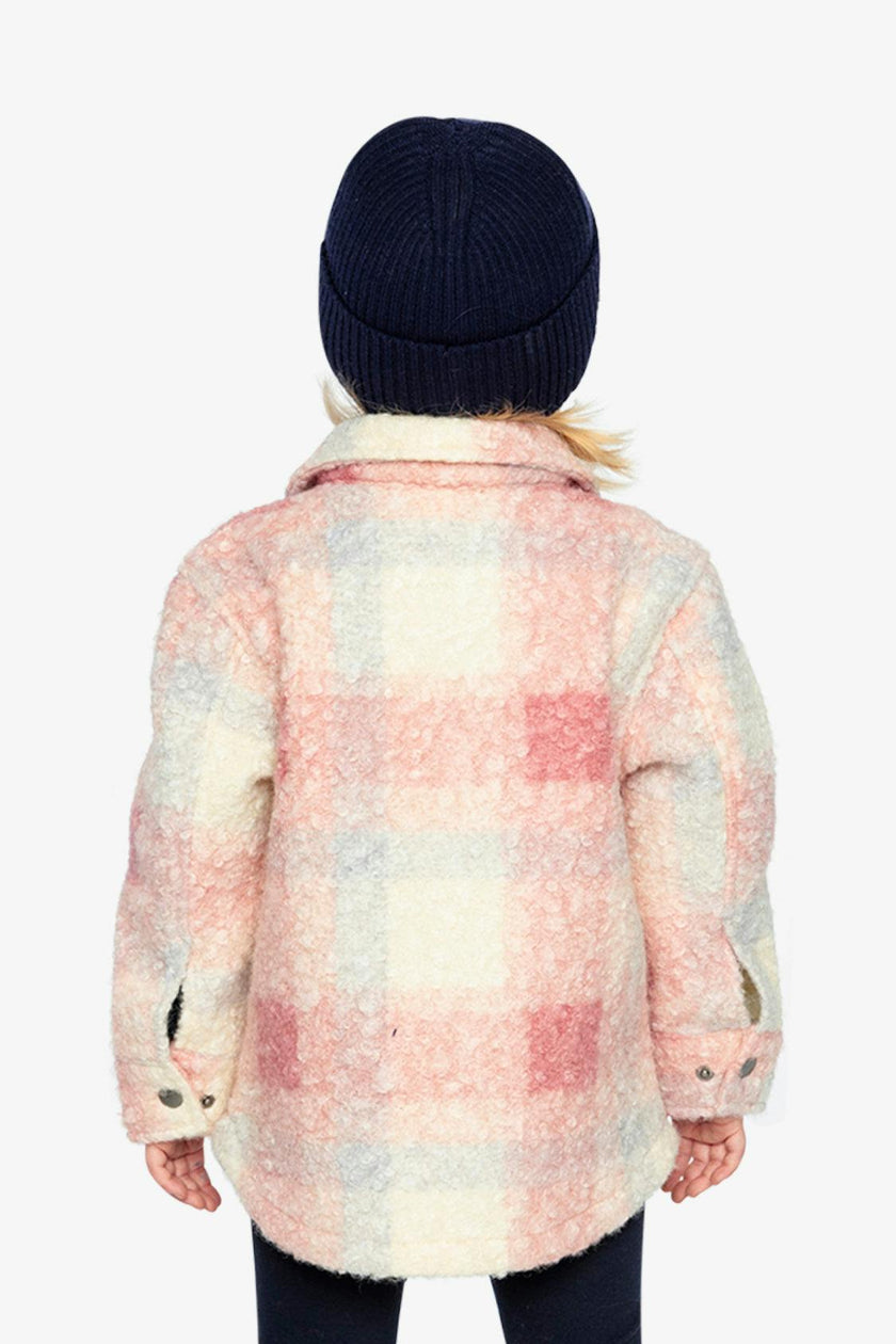 Zipped Plaid Overshirt With Chest Pockets Beige And Pink Plaid
