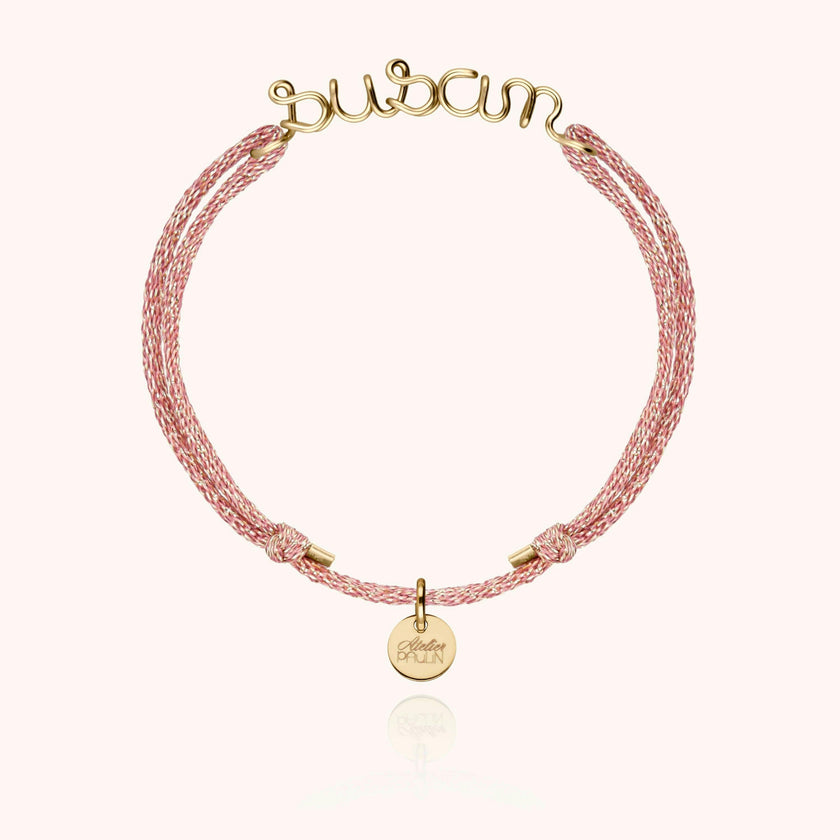 Personalized Lurex Cord Bracelet, Yellow Gold-Filled