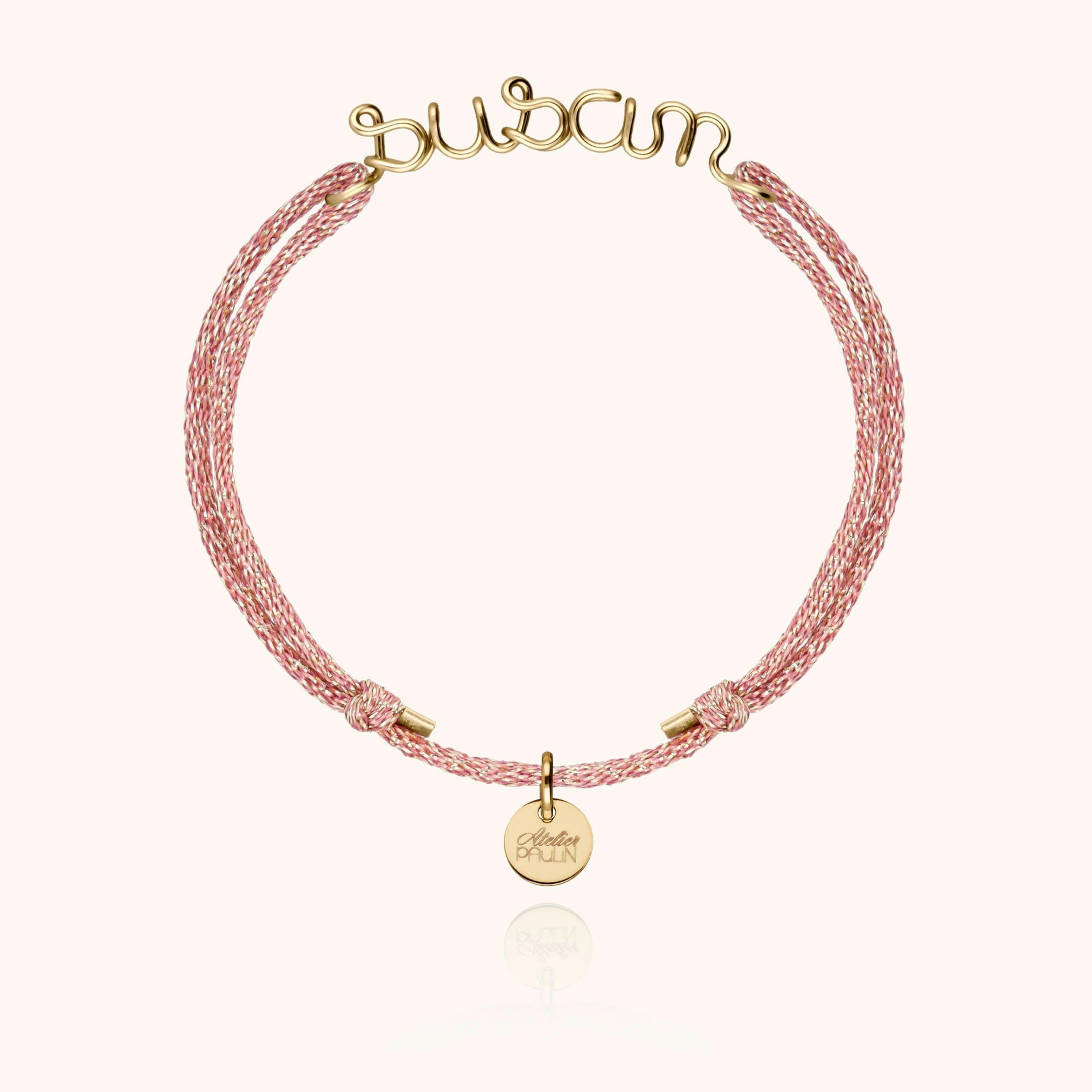 Personalized Lurex Cord Bracelet, Yellow Gold-Filled