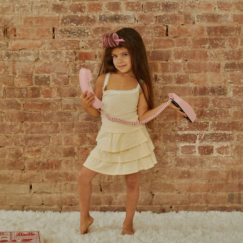 Lizzie Pastel Yellow With White Lace Heart Pointelle Tank