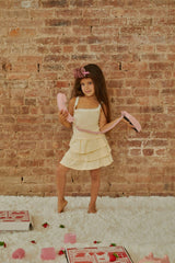Lizzie Pastel Yellow With White Lace Heart Pointelle Tank