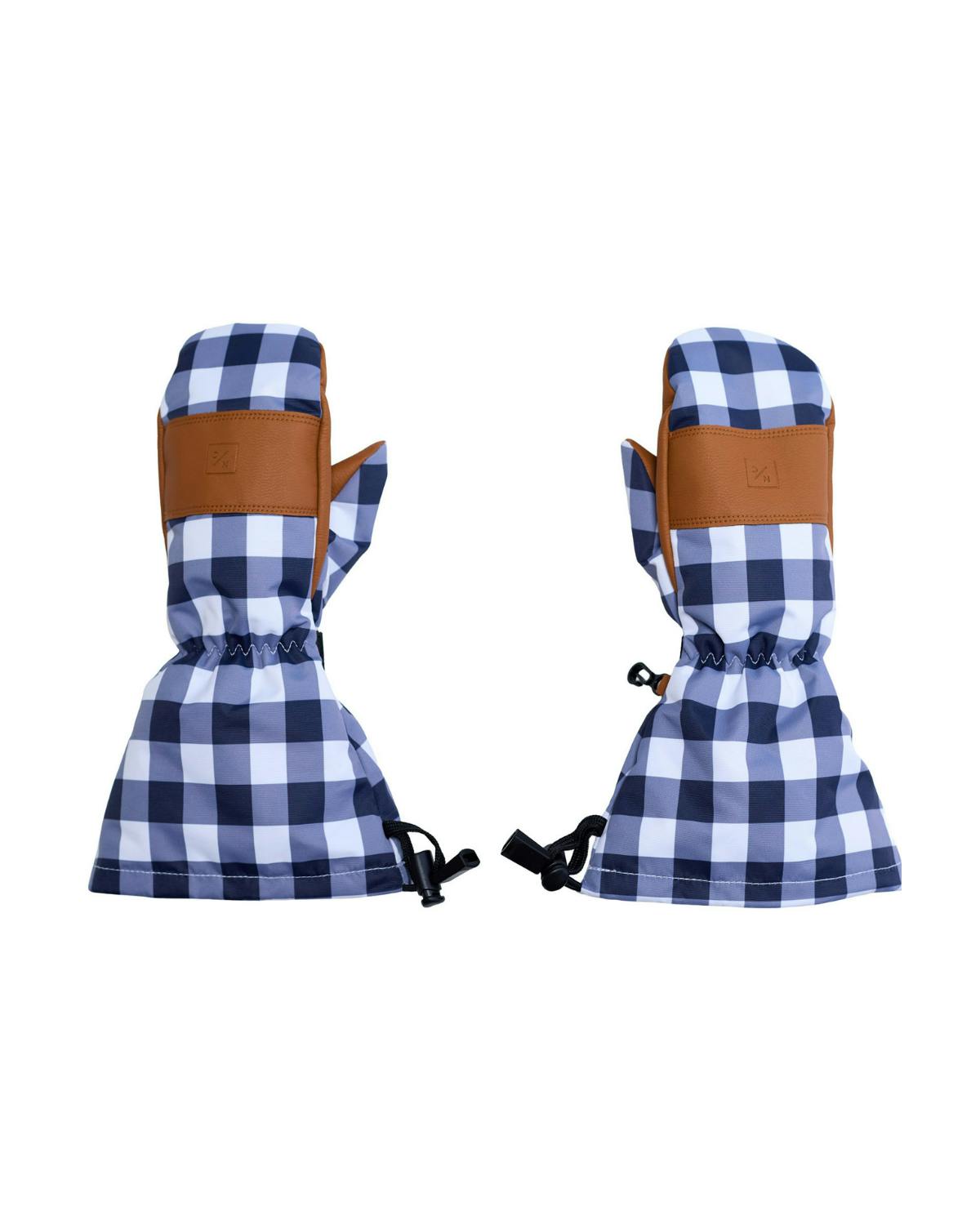 Women's Waterproof Mitten in Navy Gingham