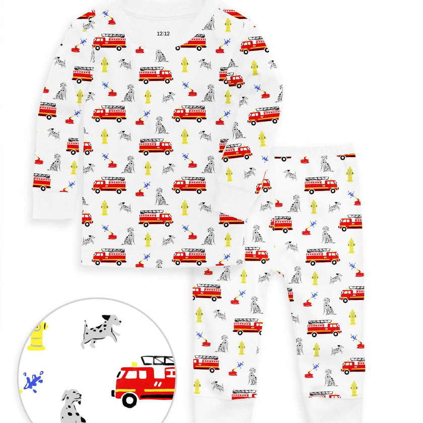 The Organic Long Sleeve Pajama Set [Fire Trucks]