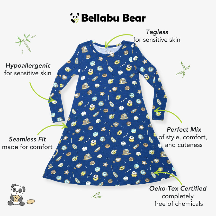 Hanukkah Cookies Bamboo Girls' Long Sleeve Dress