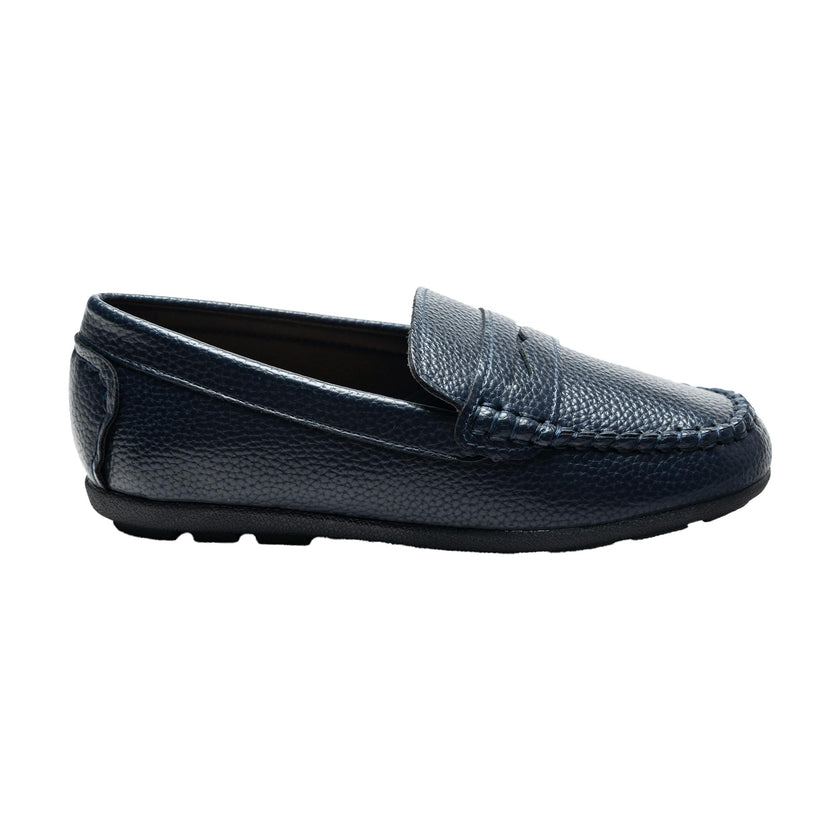 Navy Faux Leather Penny Loafers