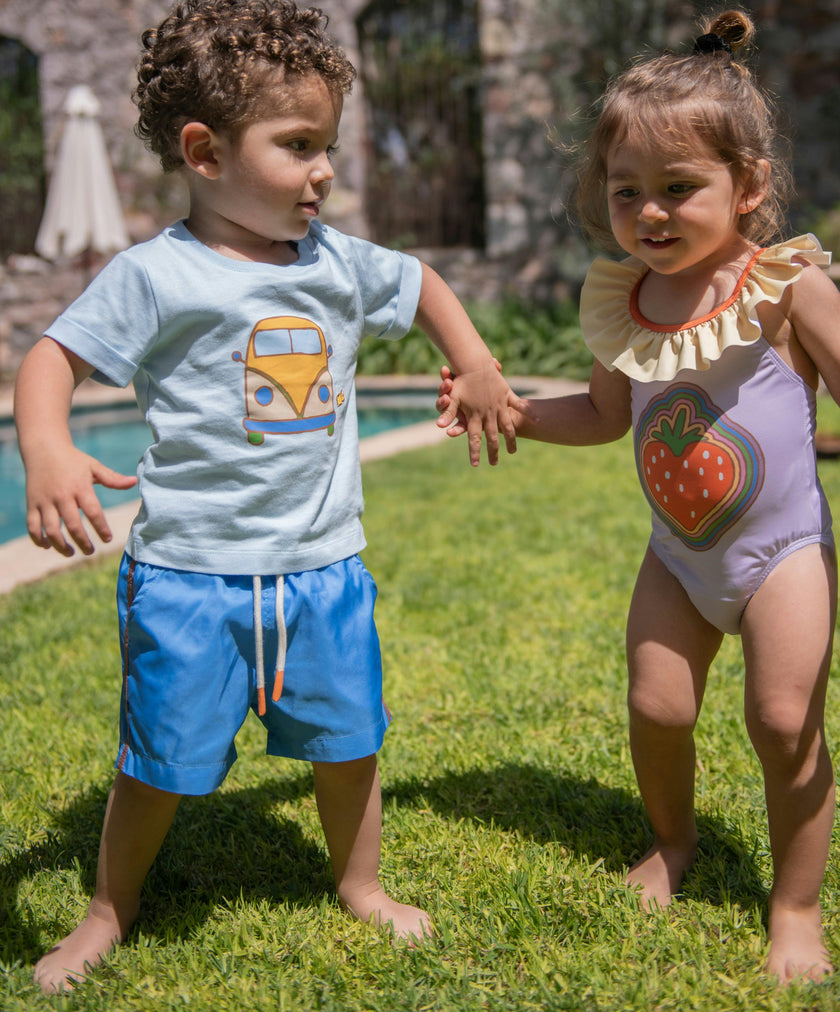 Recycled Strawberry Ruffle One Piece