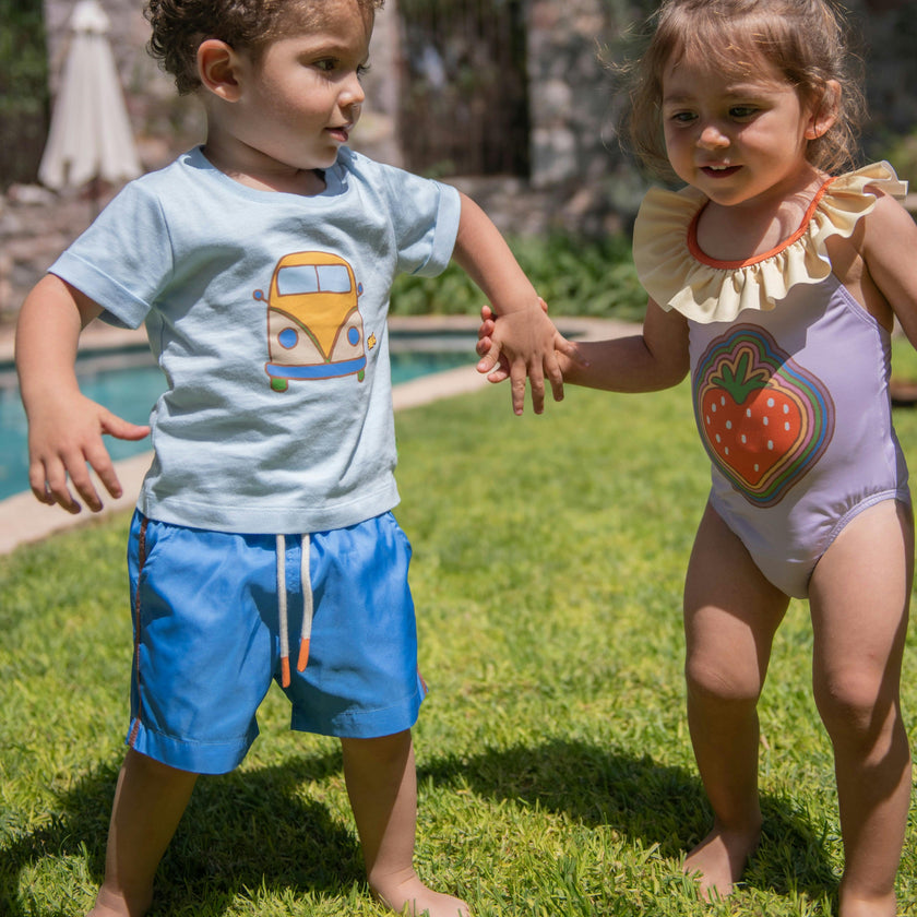 Recycled Strawberry Ruffle One Piece