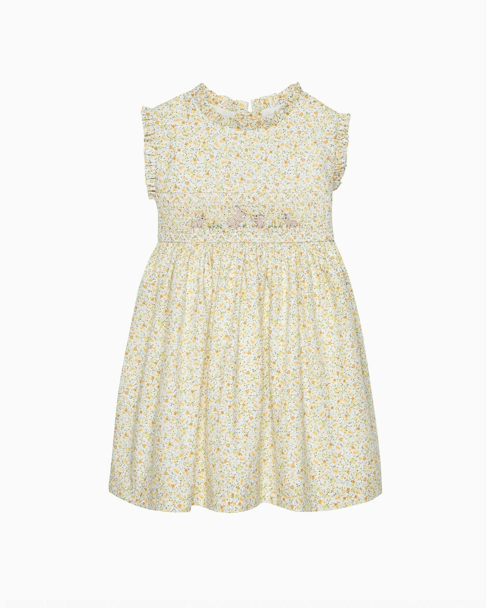 Baby Bunny Smocked Dress in Yellow
