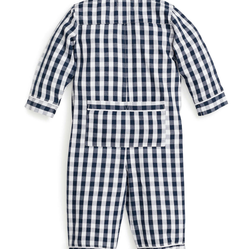Baby's Twill Classic Romper in Navy Gingham